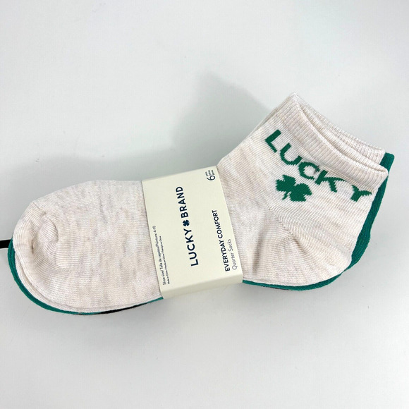 Lucky Brand Women’s Everyday Comfort Active Logo Socks 6 Pair Quarter Crew Green - Picture 6 of 16